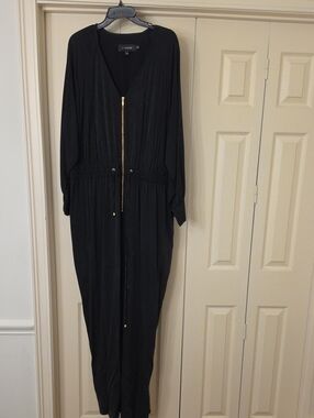 11 Honore Black Maxi Jumpsuit with Gold Zip